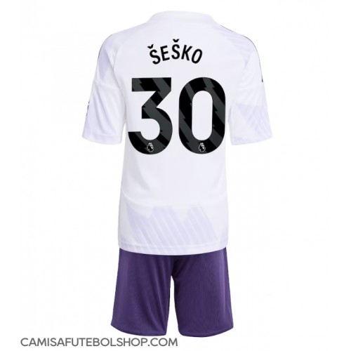 Camisa de time de futebol Manchester United Benjamin Sesko #30 Replicas 2º Equipamento Infantil 2025-26 Manga Curta (+ Calças curtas)